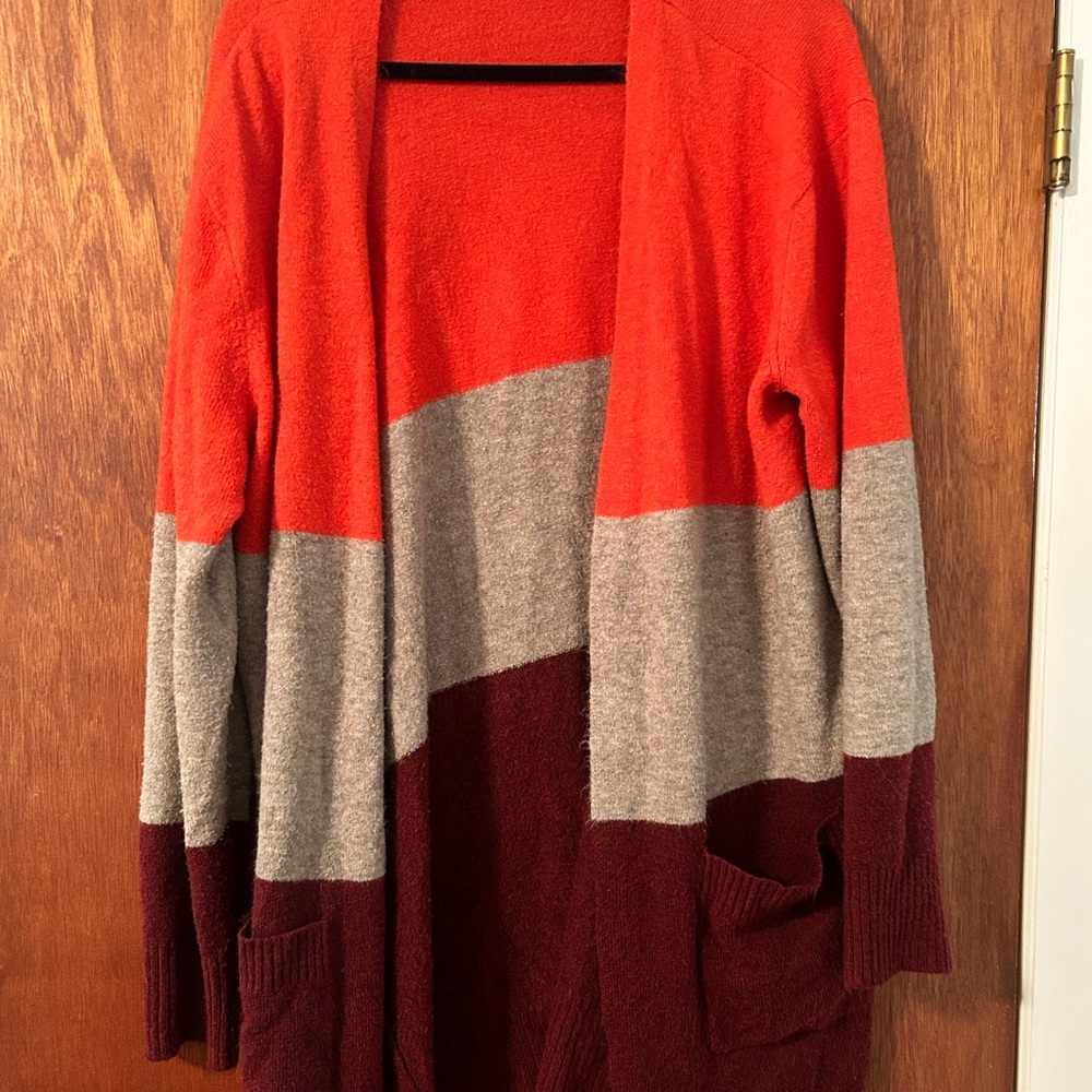 a new day Red and Gray Colorblock Cardigan Sweater
